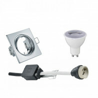 LED Spot Set - Trion - GU10 Fitting - Dimbaar - Inbouw Vierkant - Glans Chroom - 6W - Warm Wit 3000K - Kantelbaar 80mm