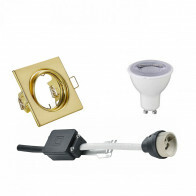 LED Spot Set - Trion - GU10 Fitting - Dimbaar - Inbouw Vierkant - Mat Goud - 6W - Warm Wit 3000K - Kantelbaar 80mm