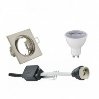 LED Spot Set - Trion - GU10 Fitting - Dimbaar - Inbouw Vierkant - Mat Nikkel - 6W - Helder/Koud Wit 6400K - Kantelbaar 80mm