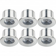 LED Veranda Spot Verlichting 6 Pack - Velvalux - 1W - Warm Wit 3000K - Inbouw - Rond - Mat Zilver - Aluminium - Ø31mm