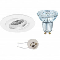 LED Spot Set - LEDVANCE Parathom PAR16 927 36D - Pragmi Aerony Pro - GU10 Fitting - Dimbaar - Inbouw Rond - Mat Wit - 3.7W - Warm Wit 2700K - Kantelbaar - Ø82mm