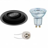 LED Spot Set - LEDVANCE Parathom PAR16 927 36D - Pragmi Domy Pro - GU10 Fitting - Dimbaar - Inbouw Rond - Mat Zwart - 3.7W - Warm Wit 2700K - Verdiept - Kantelbaar - Ø105mm