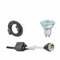 LED Spot Set - LEDVANCE Parathom PAR16 930 36D - GU10 Fitting - Dimbaar - Inbouw Rond - Mat Zwart - 3.7W - Warm Wit 3000K - Kantelbaar Ø83mm