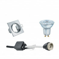 LED Spot Set - LEDVANCE Parathom PAR16 927 36D - GU10 Fitting - Dimbaar - Inbouw Vierkant - Glans Chroom - 3.7W - Warm Wit 2700K - Kantelbaar 80mm