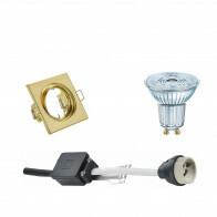 LED Spot Set - LEDVANCE Parathom PAR16 930 36D - GU10 Fitting - Dimbaar - Inbouw Vierkant - Mat Goud - 3.7W - Warm Wit 3000K - Kantelbaar 80mm