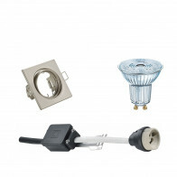 LED Spot Set - LEDVANCE Parathom PAR16 930 36D - GU10 Fitting - Dimbaar - Inbouw Vierkant - Mat Nikkel - 3.7W - Warm Wit 3000K - Kantelbaar 80mm