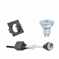 LED Spot Set - LEDVANCE Parathom PAR16 927 36D - GU10 Fitting - Dimbaar - Inbouw Vierkant - Mat Zwart - 3.7W - Warm Wit 2700K - Kantelbaar 80mm