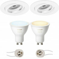 Pragmi Aerony Pro - Inbouw Rond - Mat Wit - Kantelbaar - Ø82mm - Philips Hue - LED Spot Set GU10 - White Ambiance - Bluetooth