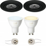 Pragmi Uranio Pro - Inbouw Rond - Mat Zwart - Kantelbaar - Ø82mm - Philips Hue - LED Spot Set GU10 - White Ambiance - Bluetooth