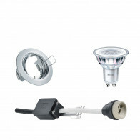 LED Spot Set - GU10 Fitting - Inbouw Rond - Glans Chroom - Kantelbaar Ø83mm - Philips - CorePro 827 36D - 5W - Warm Wit 2700K - Dimbaar