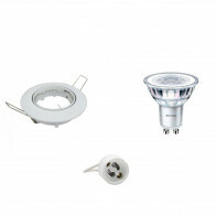 LED Spot Set - GU10 Fitting - Inbouw Rond - Glans Wit - Kantelbaar Ø82mm - Philips - CorePro 830 36D - 4W - Warm Wit 3000K - Dimbaar