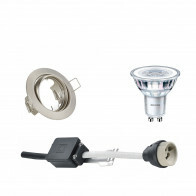 LED Spot Set - GU10 Fitting - Inbouw Rond - Mat Nikkel - Kantelbaar Ø83mm - Philips - CorePro 840 36D - 5W - Natuurlijk Wit 4000K - Dimbaar