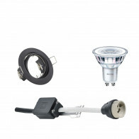 LED Spot Set - GU10 Fitting - Inbouw Rond - Mat Zwart - Kantelbaar Ø83mm - Philips - CorePro 827 36D - 3.5W - Warm Wit 2700K