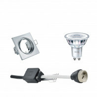 LED Spot Set - GU10 Fitting - Inbouw Vierkant - Glans Chroom - Kantelbaar 80mm - Philips - CorePro 830 36D - 3.5W - Warm Wit 3000K