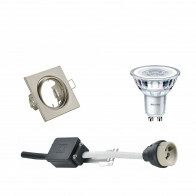 LED Spot Set - GU10 Fitting - Inbouw Vierkant - Mat Nikkel - Kantelbaar 80mm - Philips - CorePro 827 36D - 3.5W - Warm Wit 2700K