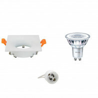 LED Spot Set - GU10 Fitting - Inbouw Vierkant - Mat Wit - 85mm - Philips - CorePro 827 36D - 5W - Warm Wit 2700K - Dimbaar