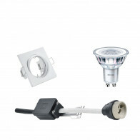 LED Spot Set - GU10 Fitting - Inbouw Vierkant - Mat Wit - Kantelbaar 80mm - Philips - CorePro 827 36D - 5W - Warm Wit 2700K - Dimbaar