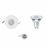 LED Spot Set - Aigi - GU10 Fitting - Waterdicht IP65 - Inbouw Rond - Mat Wit - Ø82mm - Philips - CorePro 830 36D - 4W - Warm Wit 3000K - Dimbaar