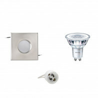 LED Spot Set - Aigi - GU10 Fitting - Waterdicht IP65 - Inbouw Vierkant - Mat Chroom - 82mm - Philips - CorePro 830 36D - 4.6W - Warm Wit 3000K