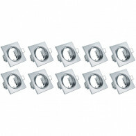 Spot Armatuur 10 Pack - Trion - GU10 Inbouwspot - Vierkant - Chroom - Aluminium - Kantelbaar 80mm