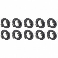 Spot Armatuur 10 Pack - Trion - GU10 Inbouwspot - Rond - Zwart - Aluminium - Kantelbaar Ø83mm