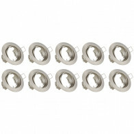 Spot Armatuur 10 Pack - Trion - GU10 Inbouwspot - Rond - Nikkel - Aluminium - Kantelbaar Ø83mm