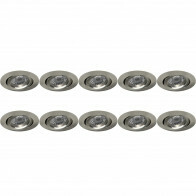 Spot Armatuur 10 Pack - Pragmi Aerony Pro - GU10 Inbouwspot - Rond - Nikkel - Aluminium - Kantelbaar - Ø82mm