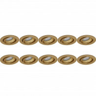 Spot Armatuur 10 Pack - Pragmi Delton Pro - GU10 Inbouwspot - Rond - Goud - Aluminium - Kantelbaar - Ø82mm