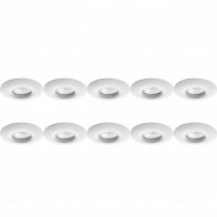 Spot Armatuur 10 Pack - Pragmi Luno Pro - GU10 Inbouwspot - Waterdicht IP65 - Rond - Wit - Aluminium - Ø82mm