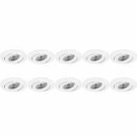 Spot Armatuur 10 Pack - Pragmi Uranio Pro - GU10 Inbouwspot - Rond - Wit - Aluminium - Kantelbaar - Ø82mm