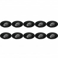 Spot Armatuur 10 Pack - Pragmi Uranio Pro - GU10 Inbouwspot - Rond - Zwart - Aluminium - Kantelbaar - Ø82mm