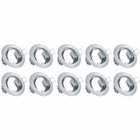 Spot Armatuur 10 Pack - Trion - GU10 Inbouwspot - Rond - Chroom - Aluminium - Kantelbaar Ø83mm