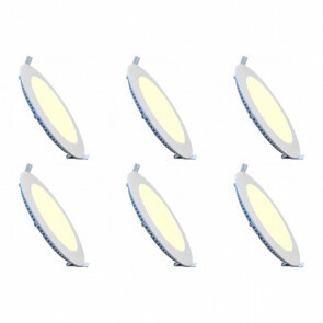 LED Downlight Slim 6 Pack - Inbouw Rond 15W - Warm Wit 2700K - Mat Wit Aluminium - Ø195mm