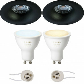 PHILIPS HUE - LED Spot Set GU10 - White Ambiance - Bluetooth - Pragmi Nora Pro - Inbouw Rond - Mat Zwart - Ø82mm