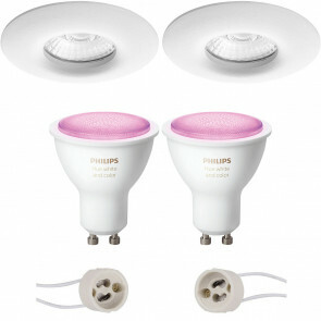 PHILIPS HUE - LED Spot Set GU10 - White and Color Ambiance - Bluetooth - Pragmi Luno Pro - Waterdicht IP65 - Inbouw Rond - Mat Wit - Ø82mm