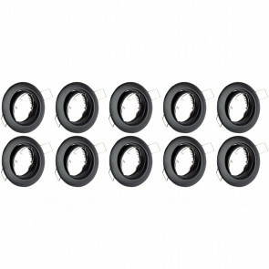 Spot Armatuur 10 Pack - GU10 Inbouwspot - Rond - Zwart - Aluminium - Kantelbaar Ø82mm