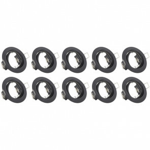 Spot Armatuur 10 Pack - GU10 Fitting - Inbouw Rond - Mat Zwart Aluminium - Kantelbaar Ø83mm