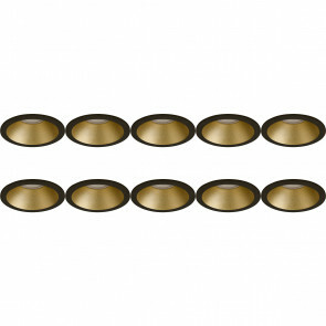 Spot Armatuur 10 Pack - Pragmi Pollon Pro - GU10 Fitting - Inbouw Rond - Mat Zwart/Goud - Aluminium - Verdiept - Ø82mm