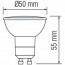 LED Spot - GU10 Fitting - 6W - Natuurlijk Wit 4200K Lijntekening