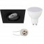 LED Spot Set - Pragmi Borny Pro - GU10 Fitting - Inbouw Vierkant - Mat Zwart - 4W - Warm Wit 3000K - Kantelbaar - 92mm