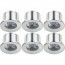 LED Veranda Spot Verlichting 6 Pack - 1W - Warm Wit 3000K - Inbouw - Rond - Mat Zilver - Aluminium - Ø31mm