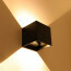 LED Wandlamp - Up & Down - 6W - Warm Wit 3000K - Instelbare Stralingshoek - Kubus - Zwart - Voor Buiten en Binnen - Waterdicht IP65