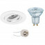 OSRAM - LED Spot Set - Parathom PAR16 927 36D - Pragmi Aerony Pro - GU10 Fitting - Dimbaar - Inbouw Rond - Mat Wit - 3.7W - Warm Wit 2700K - Kantelbaar - Ø82mm