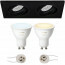 PHILIPS HUE - LED Spot Set GU10 - White Ambiance - Bluetooth - Pragmi Borny Pro - Inbouw Rechthoek Dubbel - Mat Zwart - Kantelbaar - 175x92mm