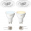 PHILIPS HUE - LED Spot Set GU10 - White Ambiance - Bluetooth - Pragmi Delton Pro - Inbouw Rond - Mat Wit - Kantelbaar - Ø82mm