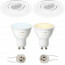 PHILIPS HUE - LED Spot Set GU10 - White Ambiance - Bluetooth - Pragmi Domy Pro - Inbouw Rond - Mat Wit - Verdiept - Kantelbaar - Ø105mm