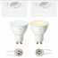 PHILIPS HUE - LED Spot Set GU10 - White Ambiance - Bluetooth - Pragmi Domy Pro - Inbouw Vierkant - Mat Wit - Verdiept - Kantelbaar - 105mm