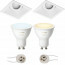 PHILIPS HUE - LED Spot Set GU10 - White Ambiance - Bluetooth - Pragmi Zano Pro - Inbouw Vierkant - Mat Wit - Kantelbaar - 93mm