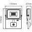 SAMSUNG - LED Bouwlamp 10 Watt met Sensor - LED Schijnwerper - Viron Dana - Natuurlijk Wit 4000K - Mat Wit - Aluminium Lijntekening