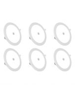 LED Downlight Slim 6 Pack - Aigi - PIR Bewegingssensor 360° - Inbouw Rond 12W - Helder/Koud Wit 6000K - Mat Wit - Ø170mm